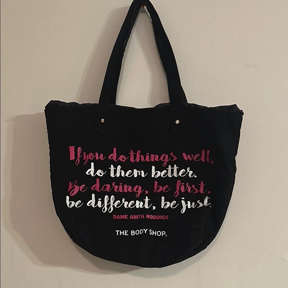 The Body Shop Black Tote with Vibrant Text - Picture 1 of 6